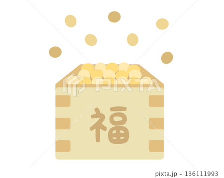 かわいい節分のイラスト_豆まき 福豆 136111993
