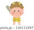 かわいい節分のイラスト_赤鬼 全身 136111997
