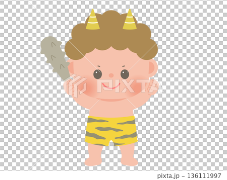 Cute Setsubun illustration_Red demon whole body 136111997