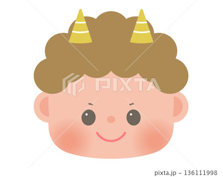 かわいい節分のイラスト_赤鬼 顔 かわいい節分のイラスト_赤鬼 顔 136111998