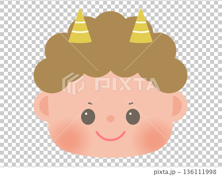 かわいい節分のイラスト_赤鬼 顔 かわいい節分のイラスト_赤鬼 顔 136111998
