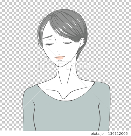 Woman closing her eyes (black hair) Woman closing her eyes (black hair) 136112006