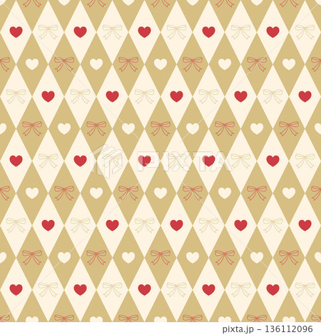 かわいいパステルカラーのひし形模様 背景素材 イースター 復活祭 金 赤 136112096