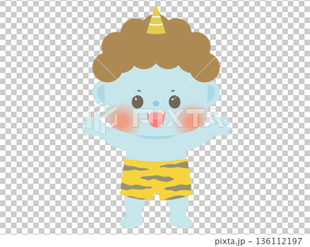 可愛的節分插畫_藍鬼全身 可愛的節分插畫_藍鬼全身 136112197