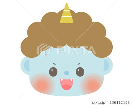 かわいい節分のイラスト_青鬼 顔 136112198
