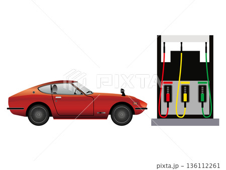 ガソリンスタンドと車 ガソリンスタンドと車 136112261