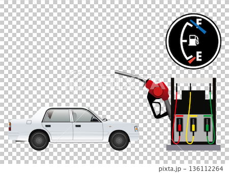 ガソリンスタンドと車 136112264