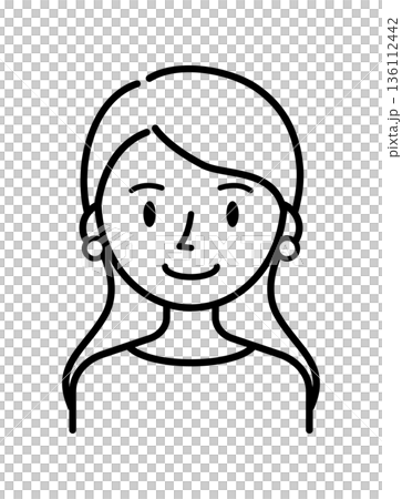 ベクターイラスト素材:笑顔の若い女性アイコン ベクターイラスト素材:笑顔の若い女性アイコン 136112442