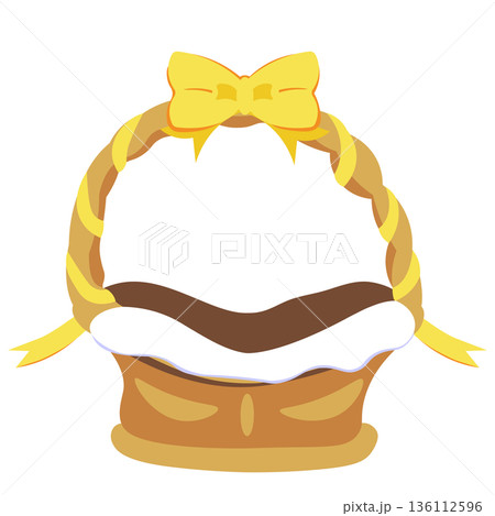 黄色いリボンをつけたシンプルなバスケットのイラスト 136112596