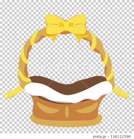 黄色いリボンをつけたシンプルなバスケットのイラスト 136112596