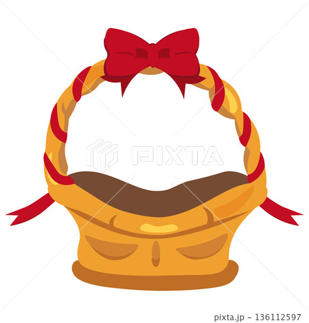 赤いリボンを付けたバスケットのイラスト 136112597