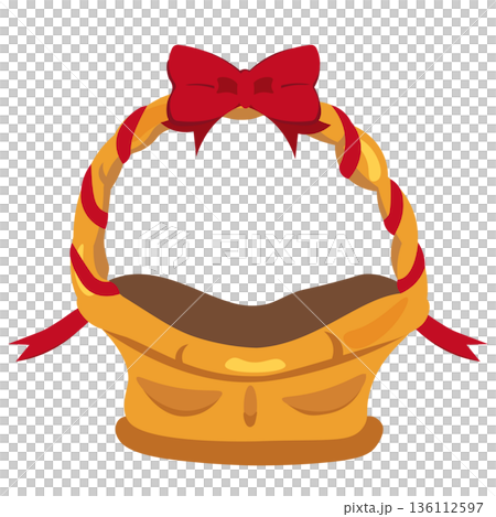 赤いリボンを付けたバスケットのイラスト 136112597