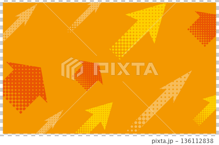 橙色背景上有一個向上傾斜的箭頭，象徵成長和上升 136112838