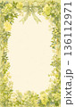 グリーンの花とリボンの水彩フレーム ナチュラル背景素材 136112971