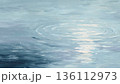 淡いブルーで描いた水面の抽象アート 波紋が広がる背景素材 136112973