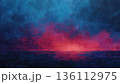 青と赤が溶け合う幻想的な抽象ペイント アート背景 136112975