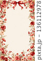 華やかな赤いバラの水彩フレーム ロマンティック背景 136112978