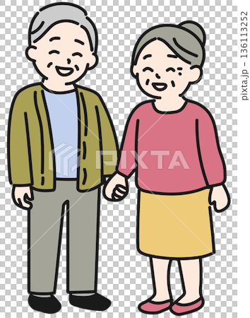 手を繋ぐシニアカップル 136113252