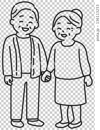 手を繋ぐシニアカップル 136113253