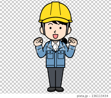 A female site supervisor wearing a helmet pumping her fist A female site supervisor wearing a helmet pumping her fist 136113434