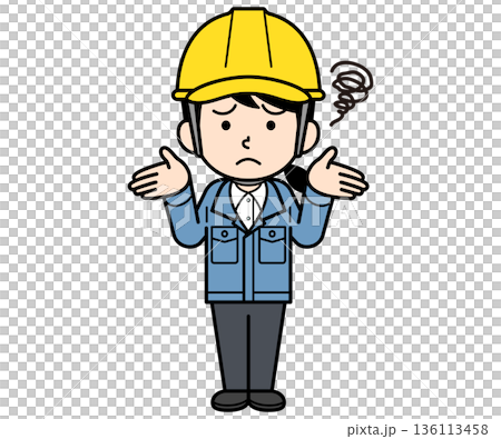 A confused female site supervisor wearing a helmet 136113458