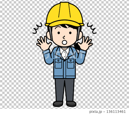 A surprised female site supervisor wearing a helmet A surprised female site supervisor wearing a helmet 136113461