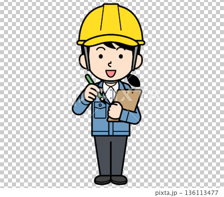 一名戴著頭盔的女工地主管正在做筆記 一名戴著頭盔的女工地主管正在做筆記 136113477