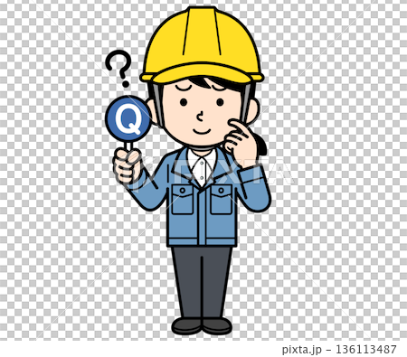 A female site supervisor wearing a helmet holding a Q tag 136113487