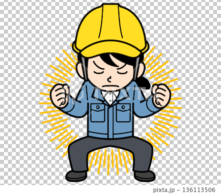 A female site supervisor wearing a helmet that gathers power A female site supervisor wearing a helmet that gathers power 136113506