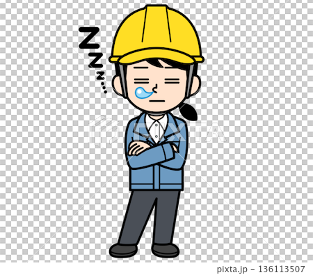 A female site supervisor wearing a dozing helmet A female site supervisor wearing a dozing helmet 136113507
