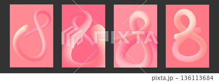 Set of 4 modern 8 March posters with pink 3D fluid numbers, International Women s Day greeting backgrounds with abstract liquid shapes. Creative minimalist layouts for social media stories, and design Set of 4 modern 8 March posters with pink 3D fluid numbers, International Women s Day greeting backgrounds with abstract liquid shapes. Creative minimalist layouts for social media stories, and design 136113684