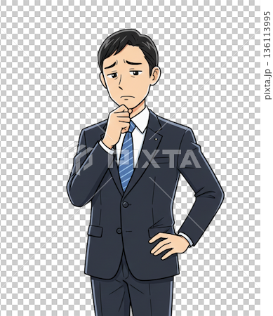 PNG illustration of a businessman in a suit having a problem 136113995