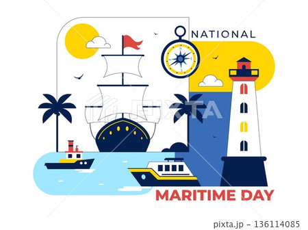 World Maritime Day Vector Illustration Featuring Sea And Ship For Shipping Safety, Security, And Marine Environment With Nautical Flat Background World Maritime Day Vector Illustration Featuring Sea And Ship For Shipping Safety, Security, And Marine Environment With Nautical Flat Background 136114085