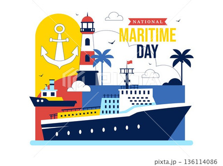 World Maritime Day Vector Illustration Featuring Sea And Ship For Shipping Safety, Security, And Marine Environment With Nautical Flat Background World Maritime Day Vector Illustration Featuring Sea And Ship For Shipping Safety, Security, And Marine Environment With Nautical Flat Background 136114086