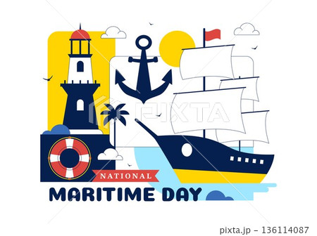 World Maritime Day Vector Illustration Featuring Sea And Ship For Shipping Safety, Security, And Marine Environment With Nautical Flat Background World Maritime Day Vector Illustration Featuring Sea And Ship For Shipping Safety, Security, And Marine Environment With Nautical Flat Background 136114087