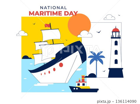World Maritime Day Vector Illustration Featuring Sea And Ship For Shipping Safety, Security, And Marine Environment With Nautical Flat Background World Maritime Day Vector Illustration Featuring Sea And Ship For Shipping Safety, Security, And Marine Environment With Nautical Flat Background 136114090