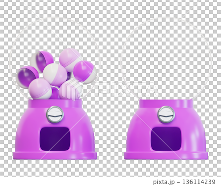 Purple round gashapon vending machine 3D illustration 136114239