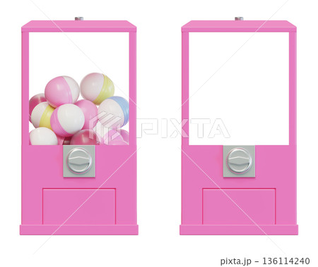 Pink square capsule toy vending machine 3D illustration Pink square capsule toy vending machine 3D illustration 136114240