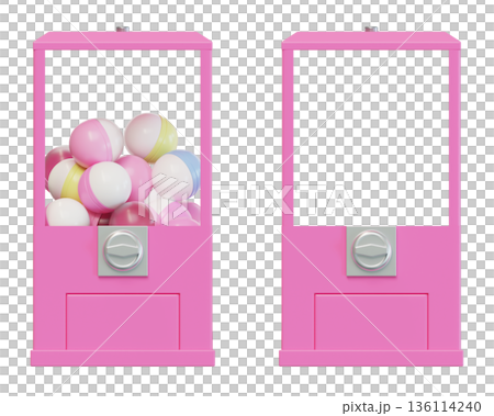 Pink square capsule toy vending machine 3D illustration Pink square capsule toy vending machine 3D illustration 136114240
