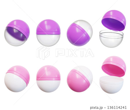 Empty gashapon capsule toy container 3D illustration 136114241