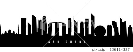 Vector silhouette illustration of Abu Dhabi city urban skyline. 136114327