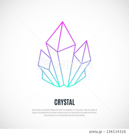 Colorful Crystal in simple line art. のイラスト素材 [136114328] - PIXTA