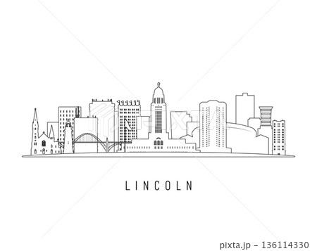 Detailed Lincoln skyline vector illustration. 136114330