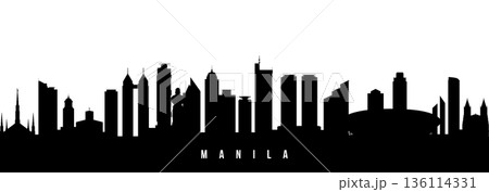 Vector silhouette illustration of Manila city urban skyline. Vector silhouette illustration of Manila city urban skyline. 136114331