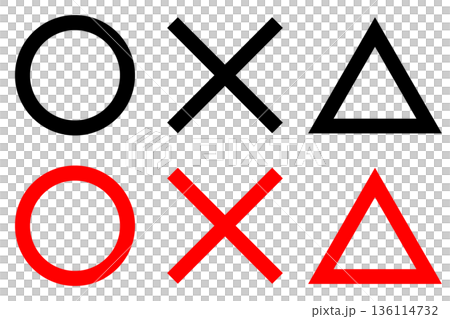 Simple geometric illustrations of circles, crosses, and triangles Simple geometric illustrations of circles, crosses, and triangles 136114732