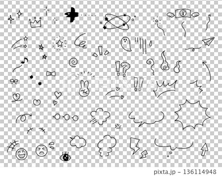 Hand drawn emotion expression icon set 136114948
