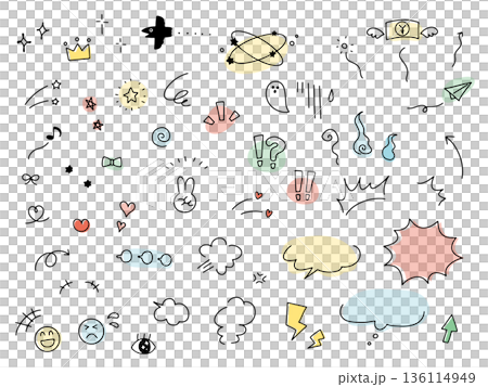 Hand drawn emotion expression icon set 136114949