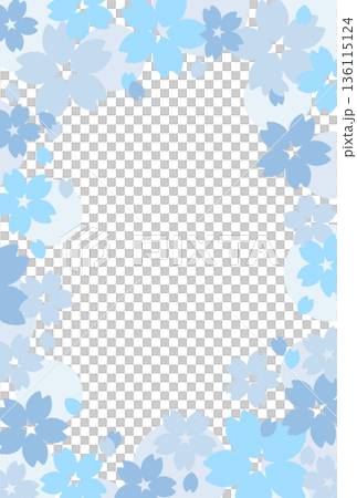 可愛的櫻花日式相框裝飾材質方形明信片藍色 可愛的櫻花日式相框裝飾材質方形明信片藍色 136115124