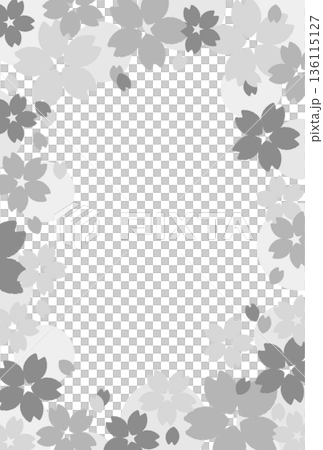 Cute cherry blossom Japanese style frame decorative material square postcard card monochrome 136115127