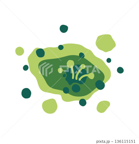Microscopic mold colony in a damp indoor environment shows green and black fungus growth.  136115151